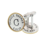Picture of Sterling Silver and 14K Gold Rimmed Round Cuff links