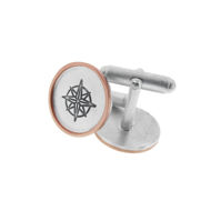 Picture of Sterling Silver and 14K Gold Rimmed Round Cuff links