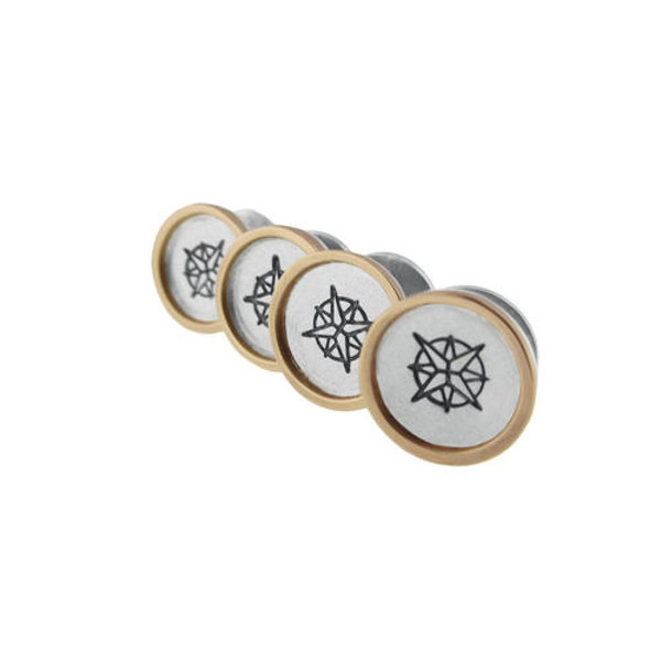 Picture of Sterling Silver Shirt Studs w/ 14K Gold Rim - Set of 4
