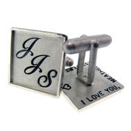 Picture of Sterling Silver with Sterling Silver Rimmed Square Cuff Links
