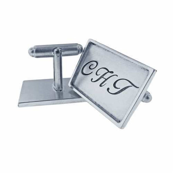 Picture of Sterling Silver with Sterling Silver Rimmed  Rectangle Cuff Links