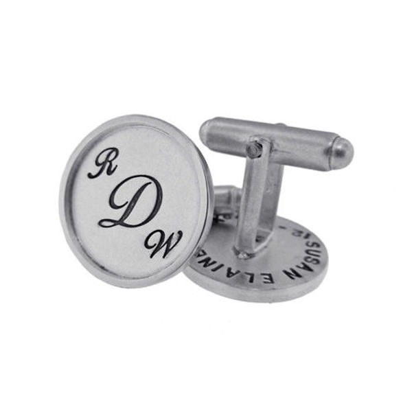 Picture of Sterling Silver with Sterling Silver Rimmed Round Cuff Links