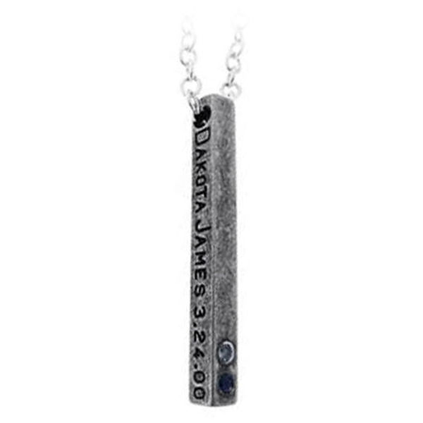 Picture of Sterling Silver 1.5" Square Bar Double Birthstone Necklace