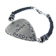 Picture of Leather and Silver Guitar Pick Bracelet