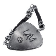 Picture of Leather and Silver Guitar Pick Bracelet
