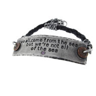 Picture of Leather and Silver Rustic Bracelet with Stone