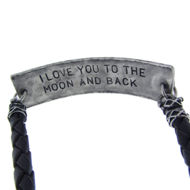 Picture of Leather and Silver Inspirational Bracelet