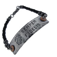 Picture of Leather and Silver Inspirational Bracelet