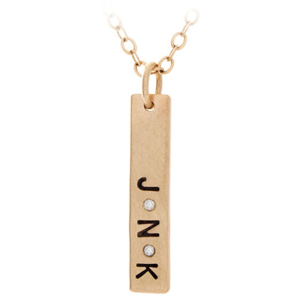 Picture of 14K Gold Diamond Vertical Flat Bar Charm Necklace