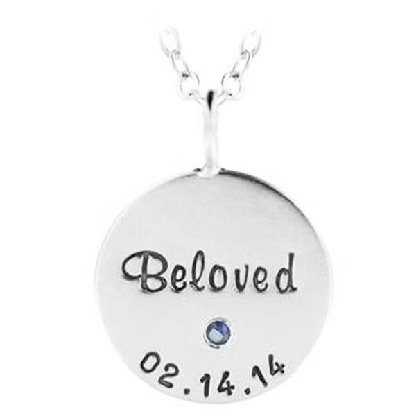 Picture of Sterling Silver 3/4" Birthstone Charm Necklace