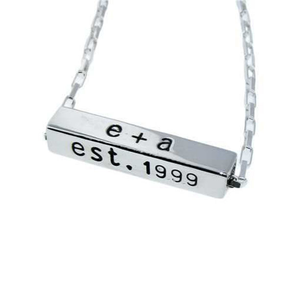 Picture of Horizontal Sterling Silver 3/4" Square Bar Necklace