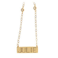 Picture of 14K Gold Nameplate Diamond Necklace with Satellite Diamond Chain