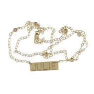 Picture of 14K Gold Nameplate Diamond Necklace with Satellite Diamond Chain