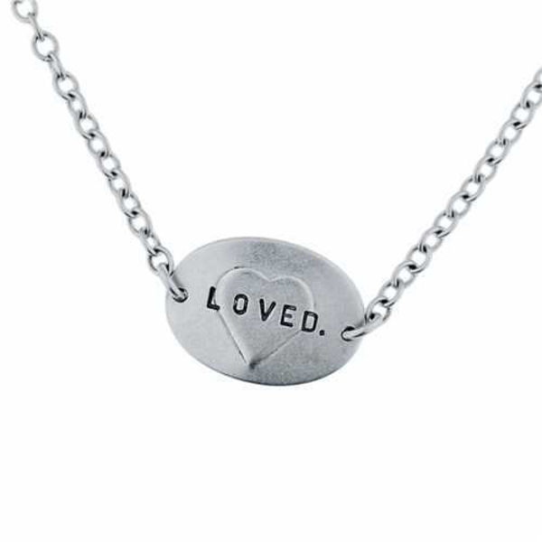 Picture of Sterling Silver Embossed Heart Oval Charm Necklace