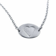 Picture of Sterling Silver Embossed Heart Oval Charm Necklace