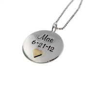 Picture of Sterling Silver 7/8" Round Charm with 14k Gold Heart