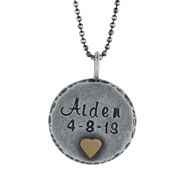 Picture of Sterling Silver 7/8" Round Charm with 14k Gold Heart