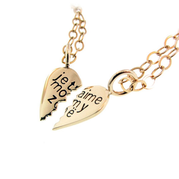 Picture of 14K Gold Broken Heart Friendship Charm Necklaces