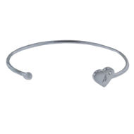 Picture of Sterling Silver Open Heart Diamond Cuff Bracelet