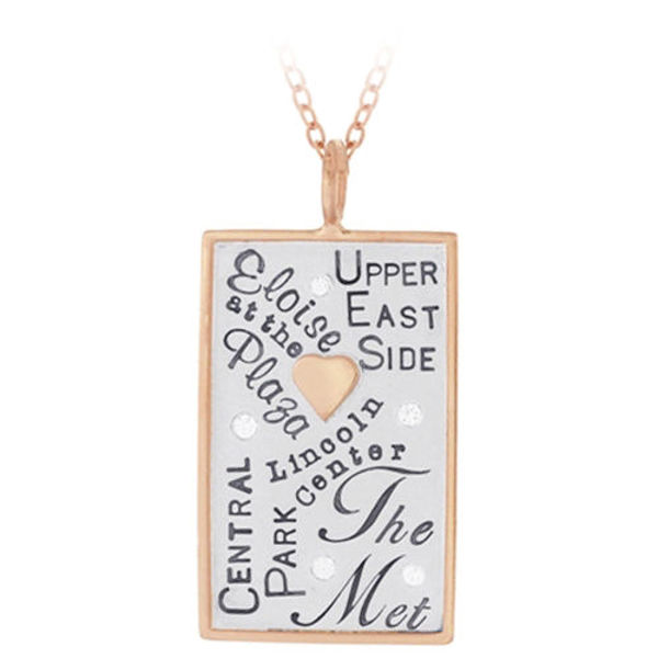 Picture of New York City Landmarks - Sterling Silver and 14K Gold Rimmed Charm Necklace
