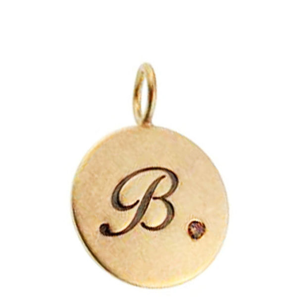 Picture of 14K Gold 5/8" Round Charm with Diamond