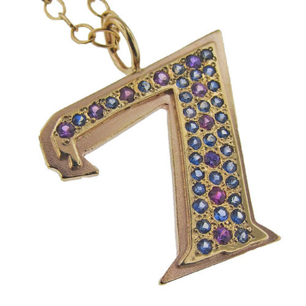Picture of 14K Gold Pave Sapphire Necklace - Custom Shape
