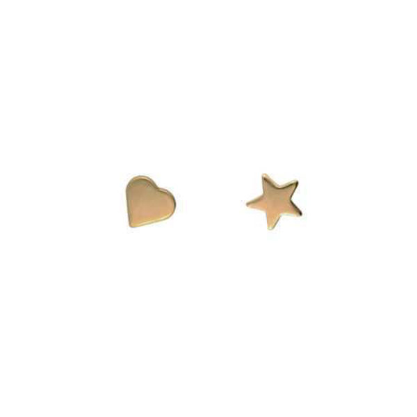 Picture of 14k Gold Star & Heart Stud Earrings