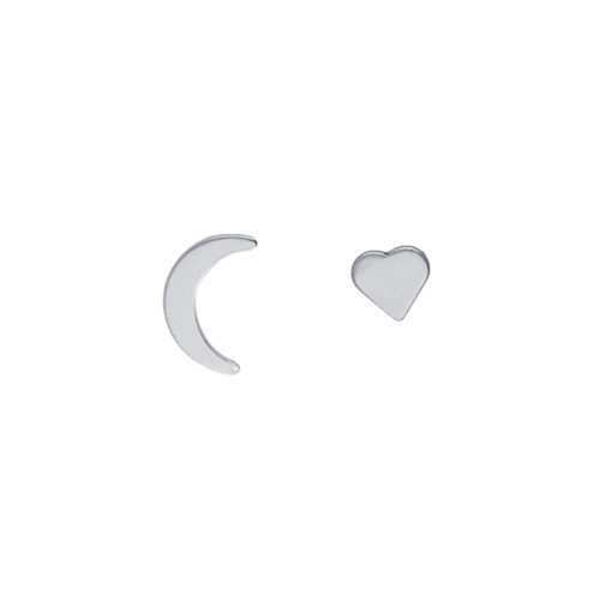 Picture of Sterling Silver Moon & Heart Stud Earrings