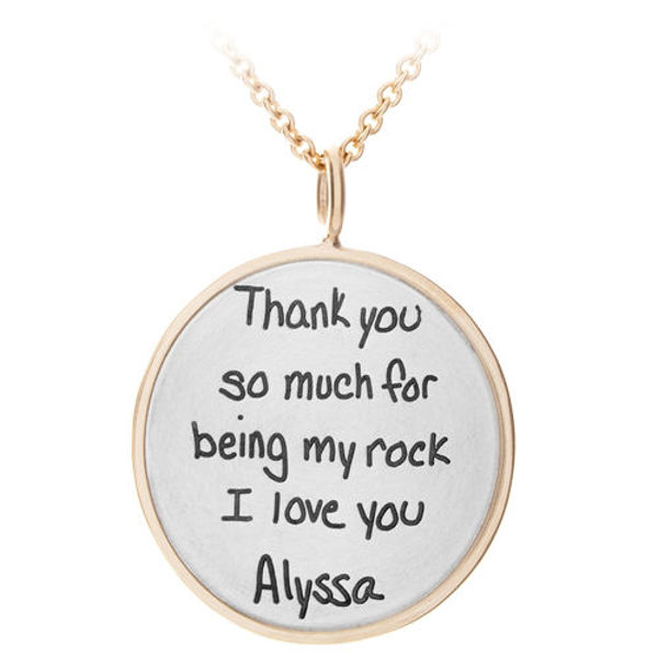 Picture of Silver w/ 14k Gold Rim Handwriting Charm